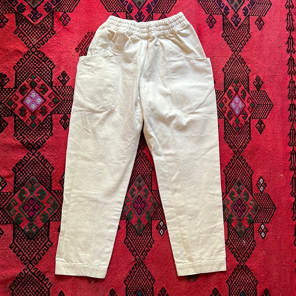 Elizabeth Suzann Clyde Work pants in Cotton Canvas: Cream, Size 4-S
